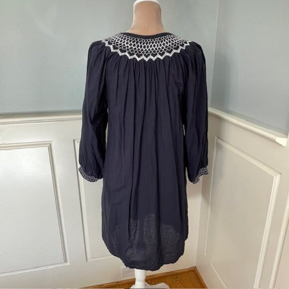 Figue 100% Cotton Smocked Embroidered Charlie Relaxed Fit Mini Dress Large - Picture 11 of 15